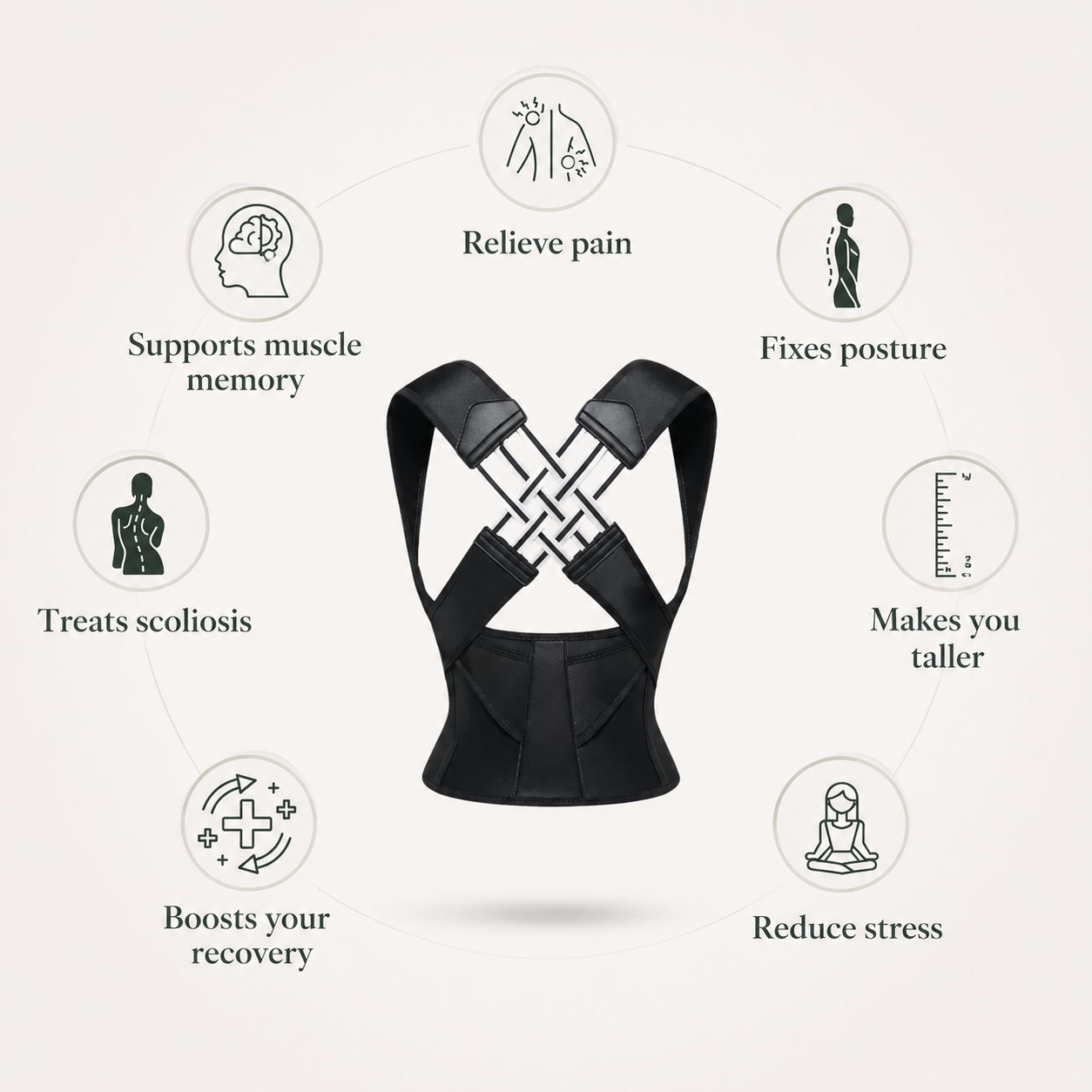 Rejuvex™ Posture Corrector — Adjustable Back Support Brace for Men & Women